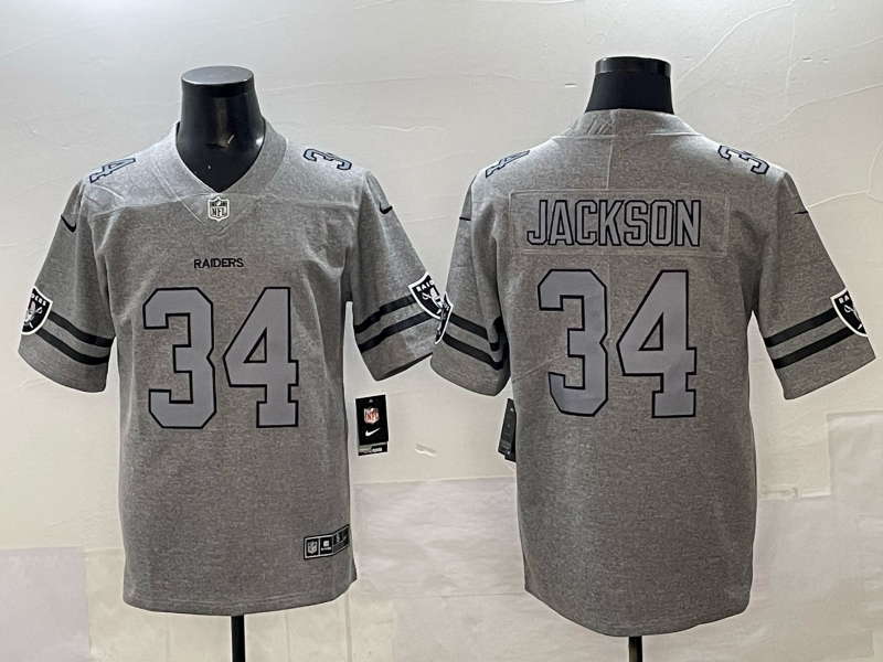 Men Oakland Raiders #34 Jackson grey Nike Limited NFL 2025 Jersey 002